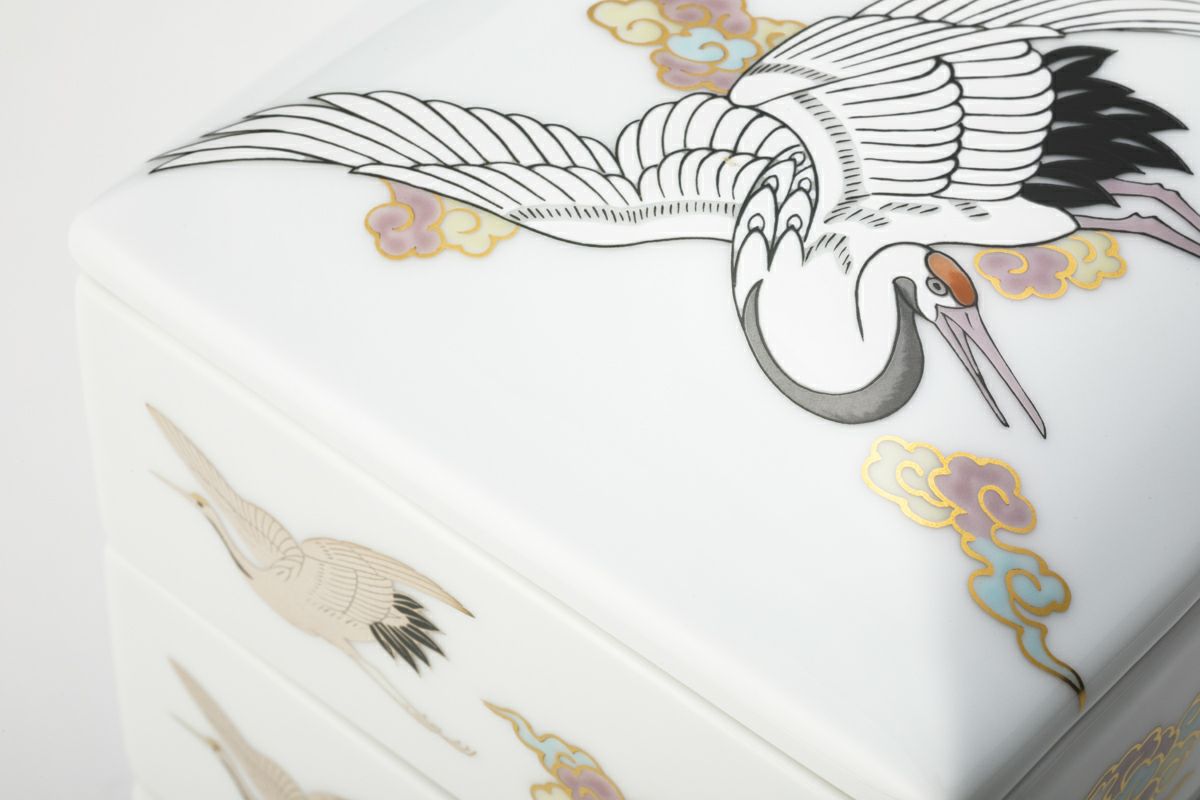 白金波鶴紋 三段重 | 有田焼 深川製磁｜公式オンラインストア