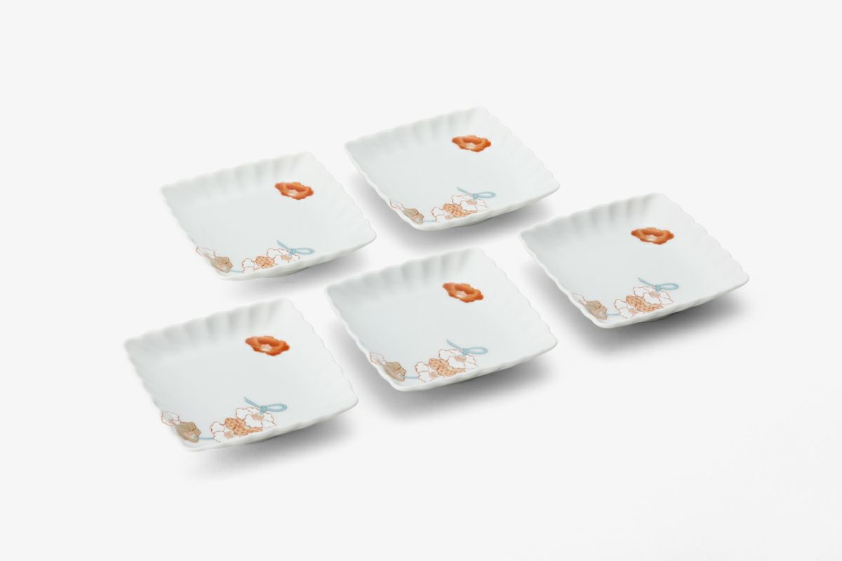 紅白花結び 小皿揃 | 有田焼 深川製磁｜公式オンラインストア