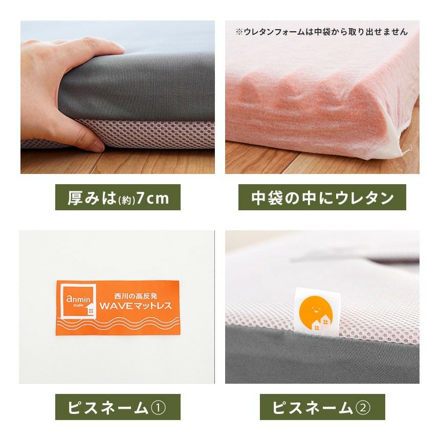 西川 マットレス 高反発 WAVE丸巻きタイプ ダブル 140×195cm | ね