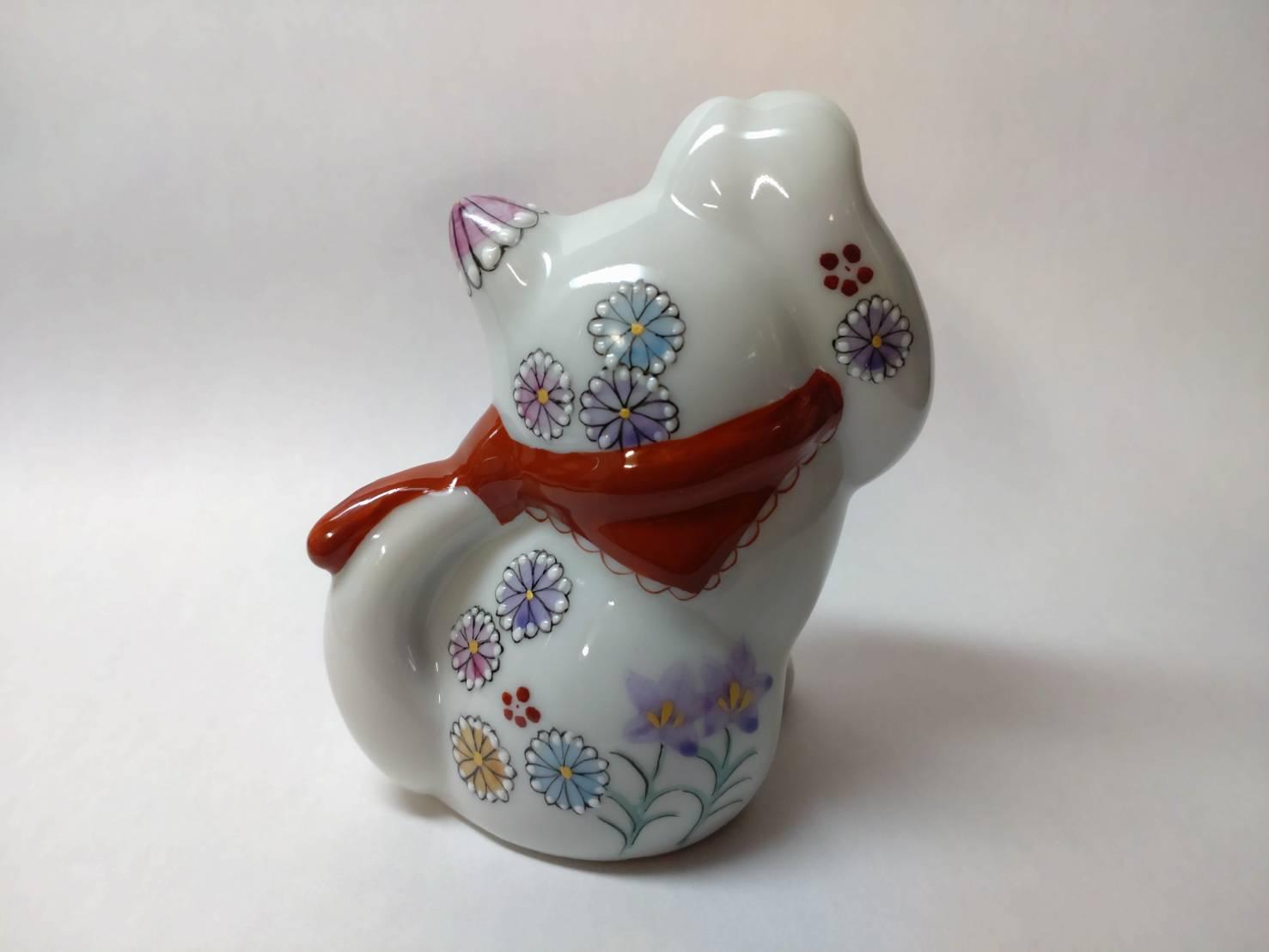 赤）招き猫 花詰 九谷焼 石川 金沢 加賀百万石 加賀 百万石 北陸 北陸