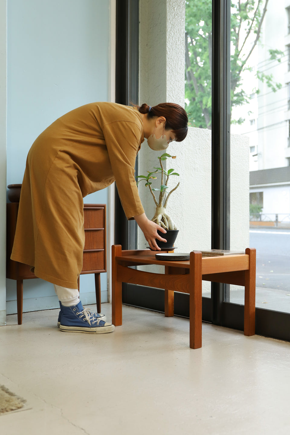 デンマークヴィンテージ サイドローテーブル チーク材 北欧家具/Danish