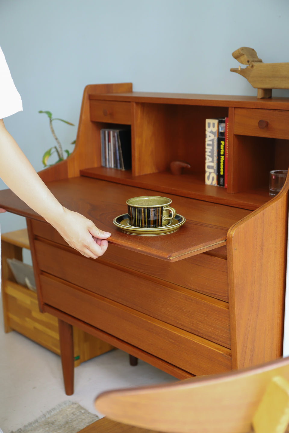 デンマークヴィンテージ ライティングビューロー デスク チーク材 北欧