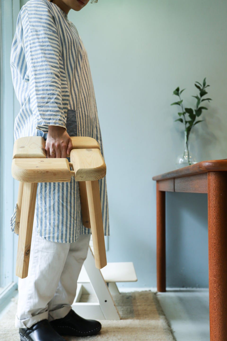 フィンランド ヴィンテージ スツール 椅子 パイン材 北欧家具/Finnish