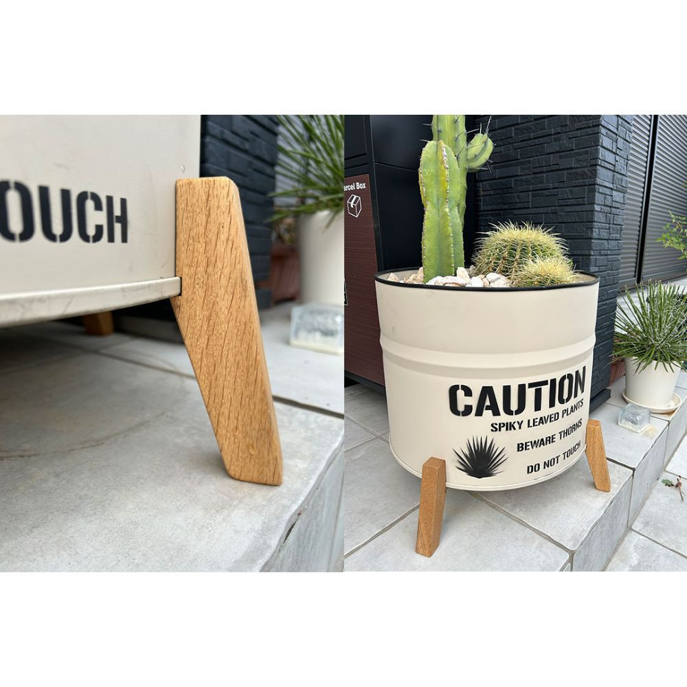 ドラム缶プランター 【本体ベージュ×脚ナチュラル色】: 有田川町ANAの