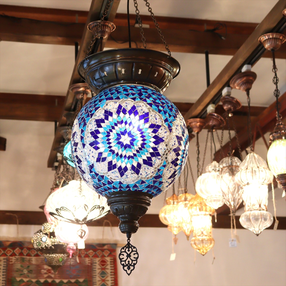 トルコランプ モザイクランプ 直径30cm 全高98cm ボール型 大型