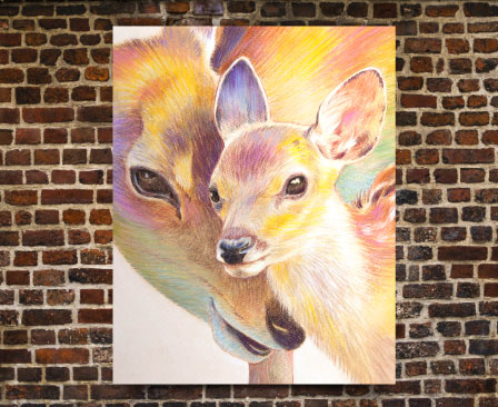 鹿の親子|a046|【ギャラリー笑夢】☆新築祝い,開店祝い,贈答品,記念品