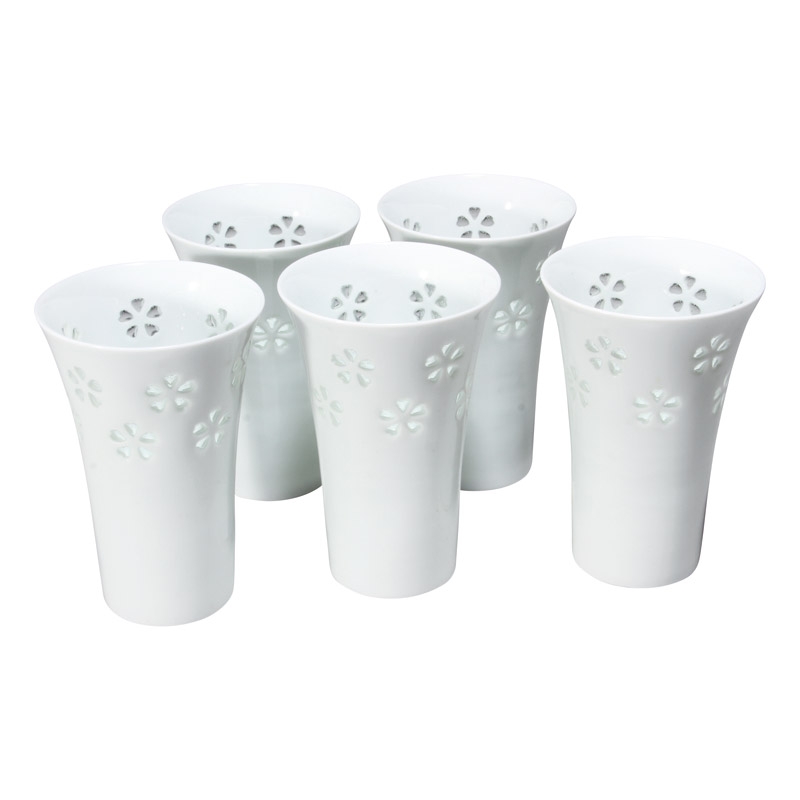 波佐見焼 丹心窯 水晶彫新花詰麦酒カップ5客(木箱入) | Giftpad egift