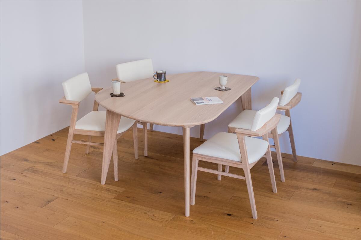 ケイシー 変形 ダイニングテーブル ホワイトオーク 無垢 160 木製 天然