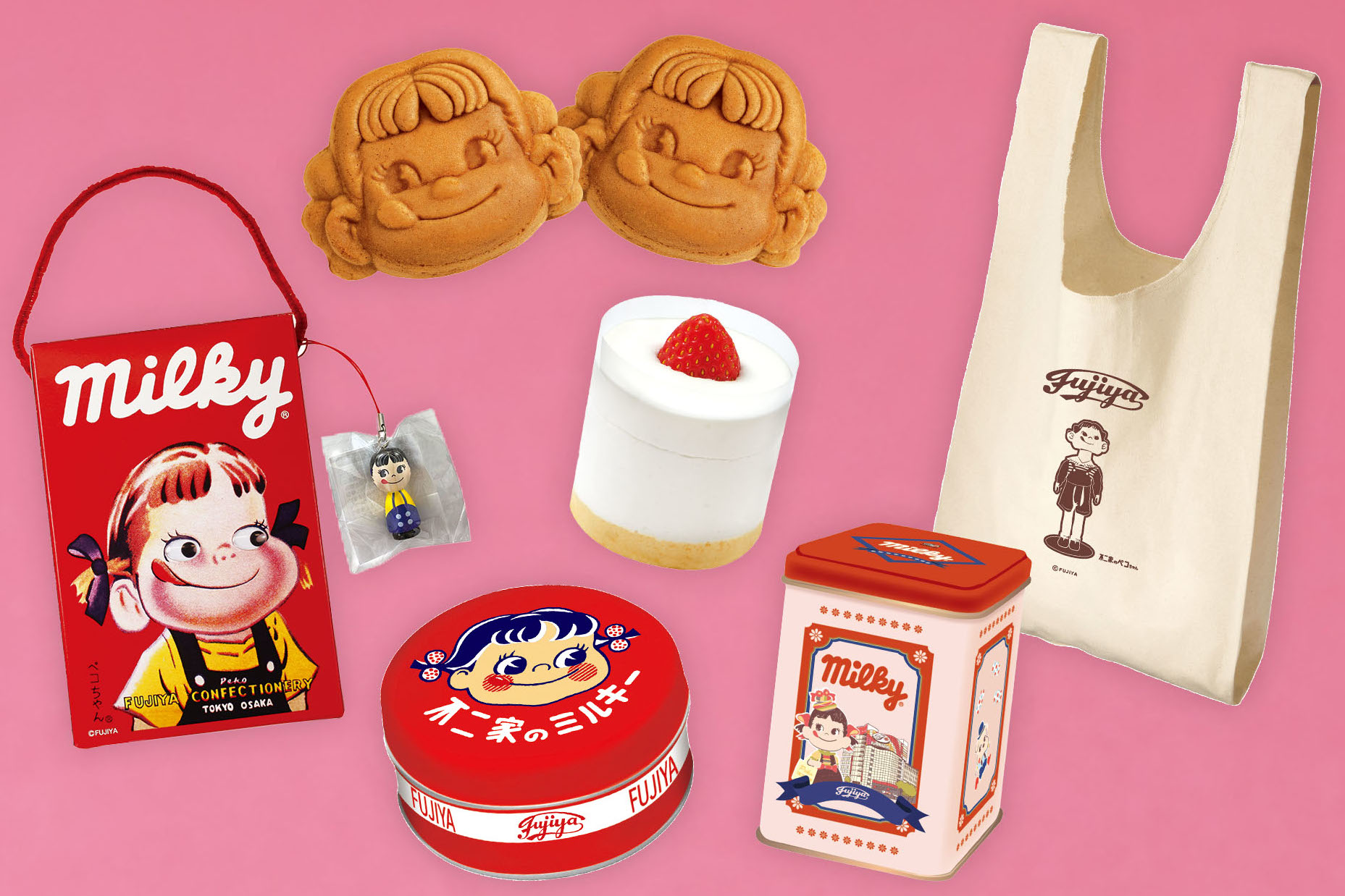 不二家、3000円以上の購入で“レトロなペコちゃん”「マルシェバッグ」が