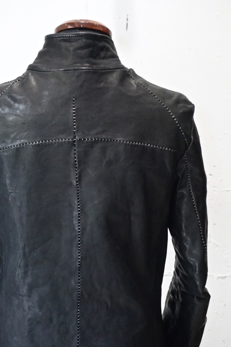 12111-41367. HORSE LEATHER HI NECK ZIP/F MOTO SPIRAL ARM LINED