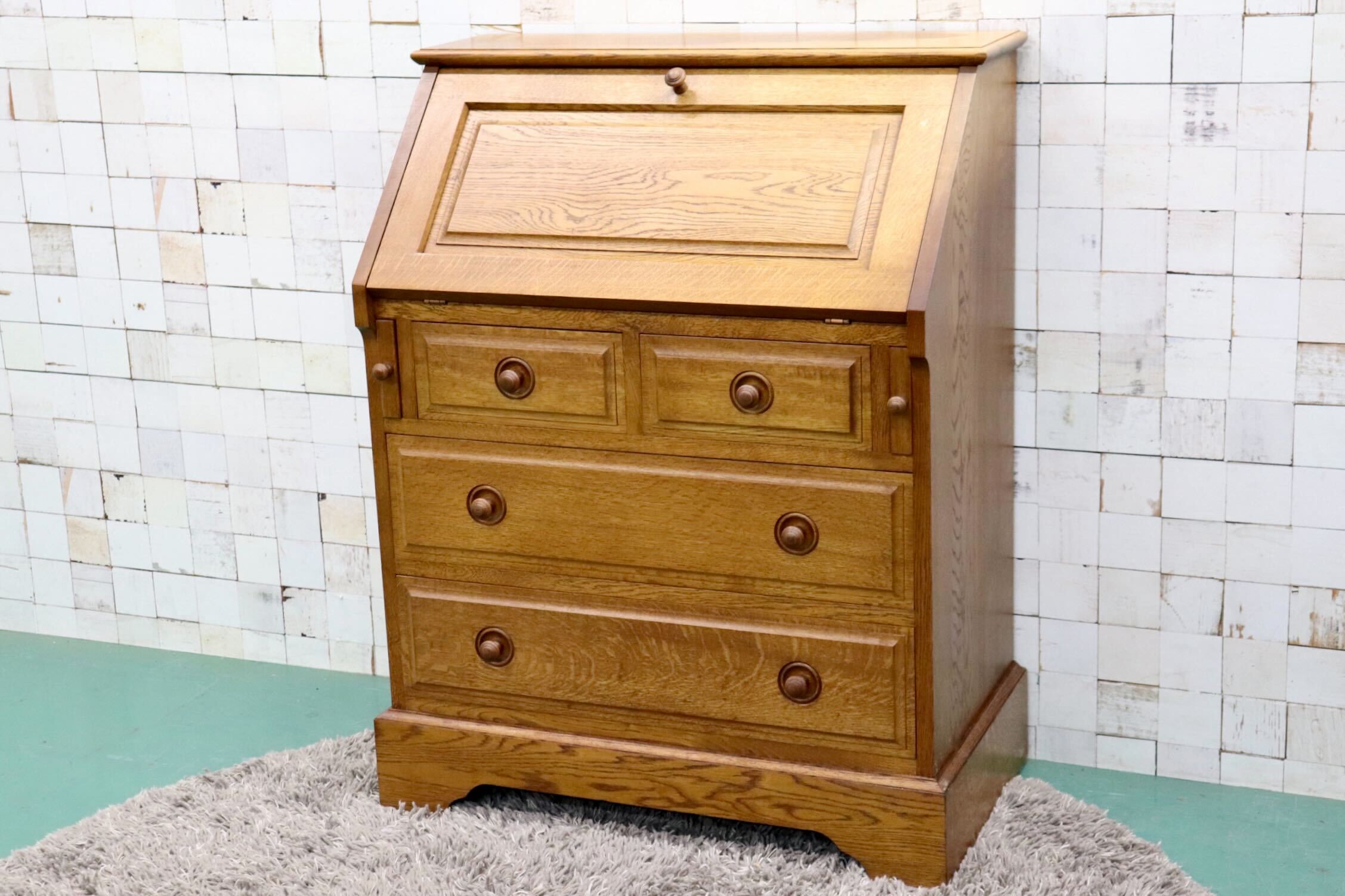 美品 えぞ民芸 EZO 楢 ナラ材 無垢 猫脚 箪笥 タンス チェスト ドロワー