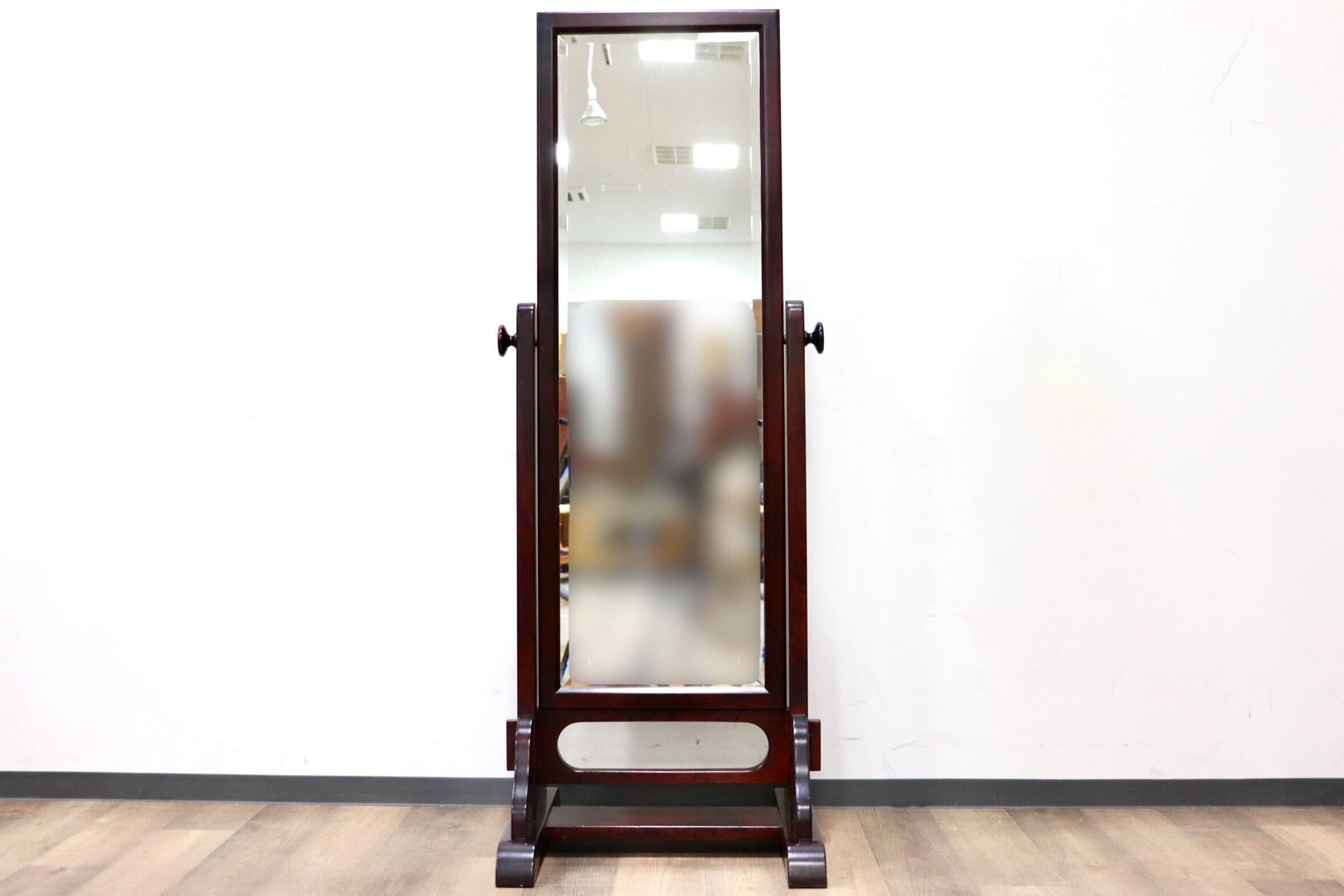 GMGF107○安芸民芸 スタンドミラー 鏡 姿見 全身鏡 椛 樺材 無垢材 和