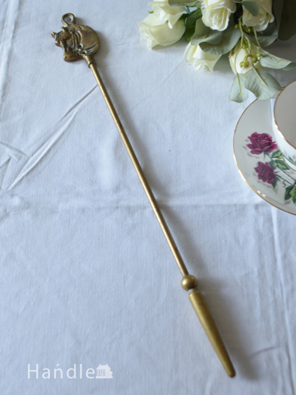 英国で見つけた真鍮製の火掻き棒（ホース）、アンティークファイヤー