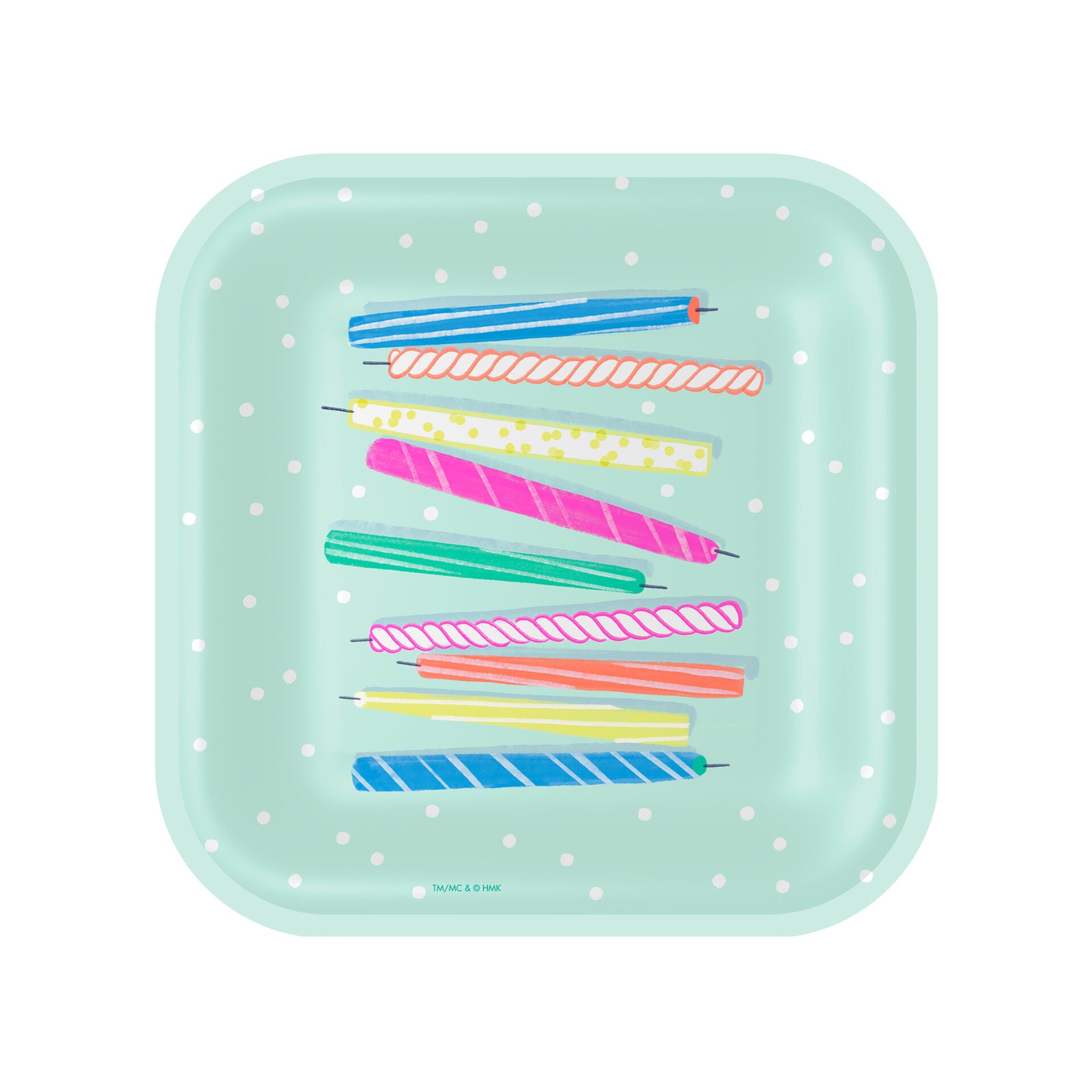 アウトレット】Festive Candles Square Dessert Plates, Set of 8