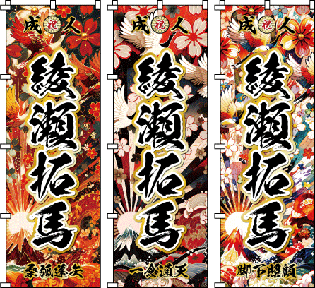 成人式幟.卒業式のぼり旗☆名入れ旗.名前のぼり☆体育祭.応援旗