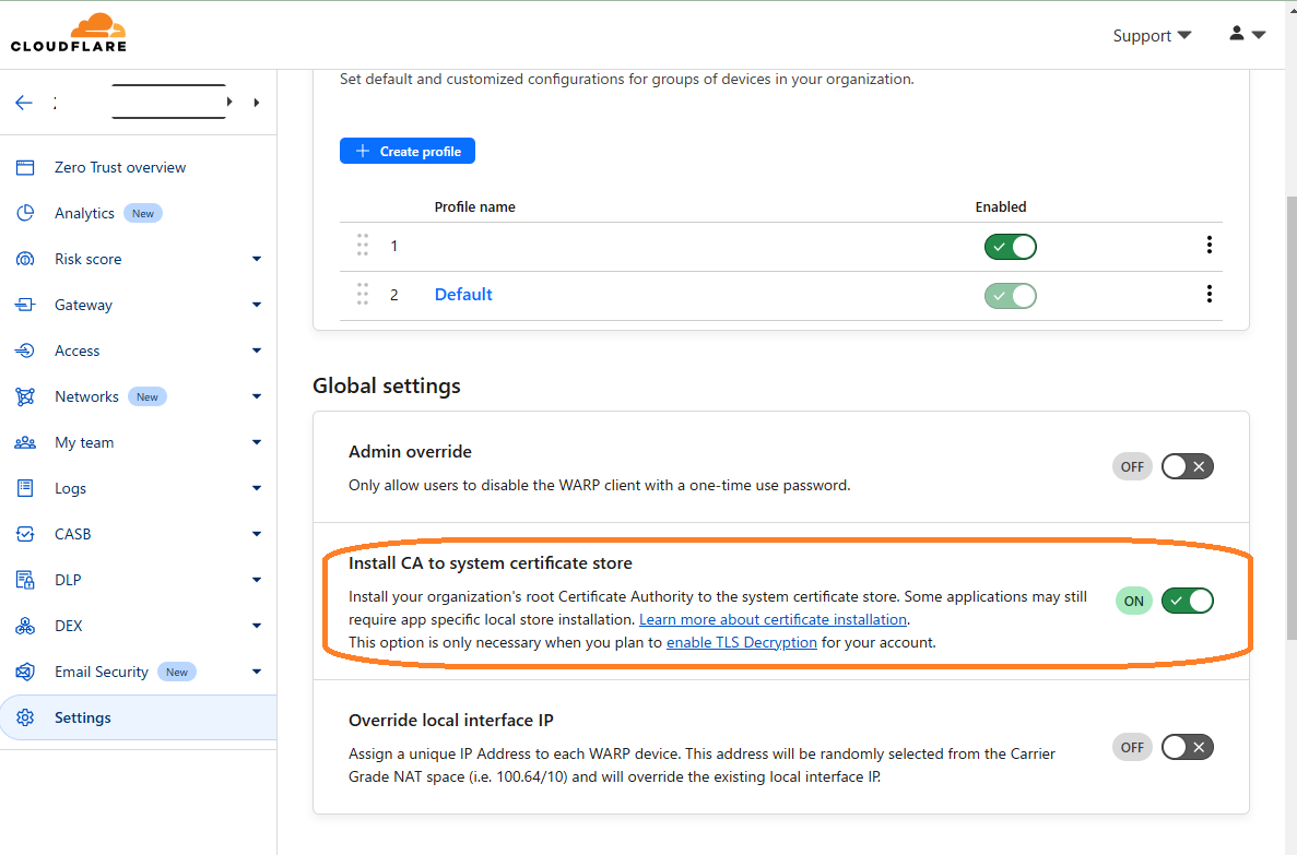 Cloudflare Zero Trust のTLS Inspection用証明書の設定 – ITサポート