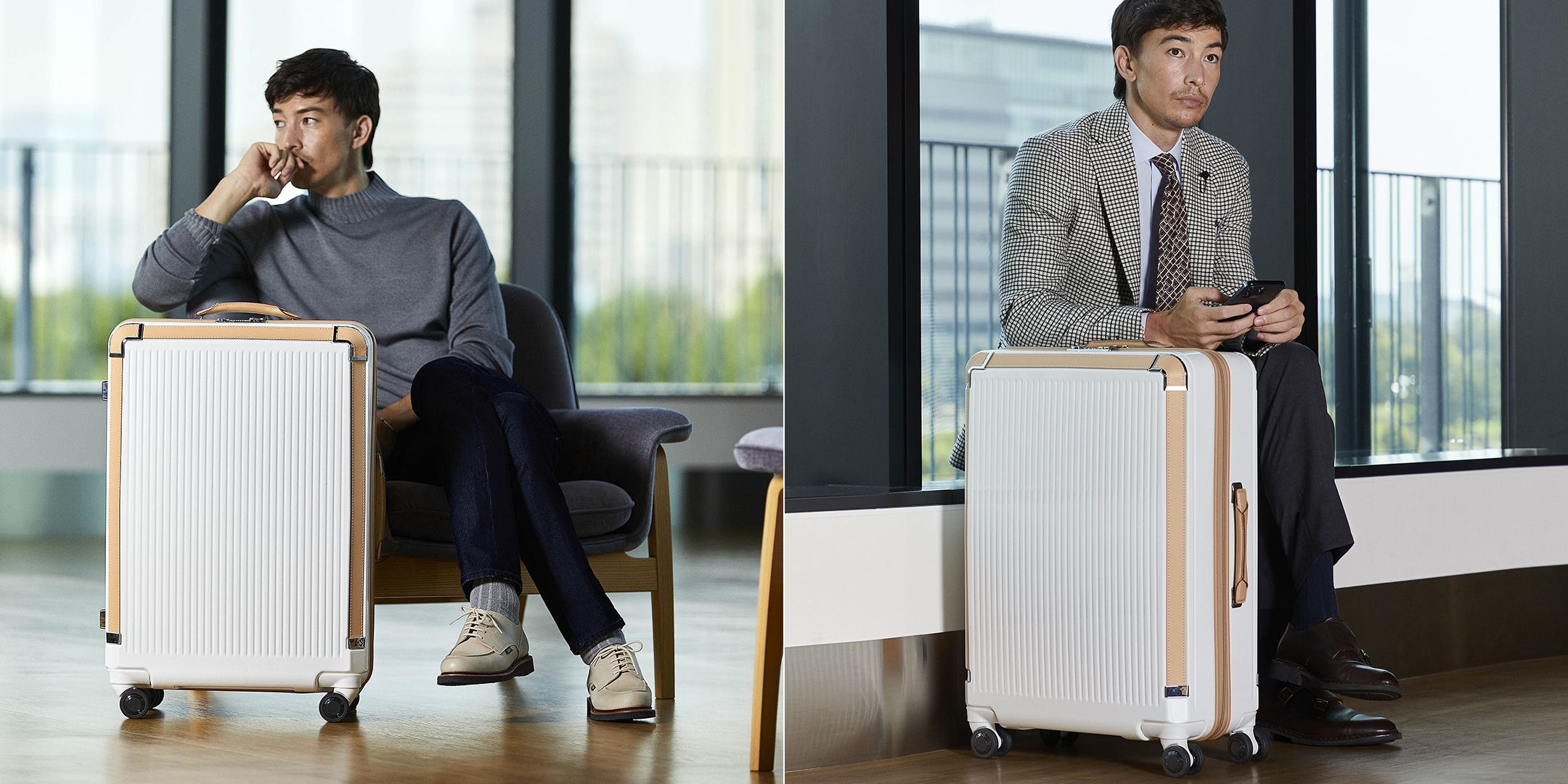 至高のスーツケース登場：クロムメッキ金属パーツ＆リアルレザー