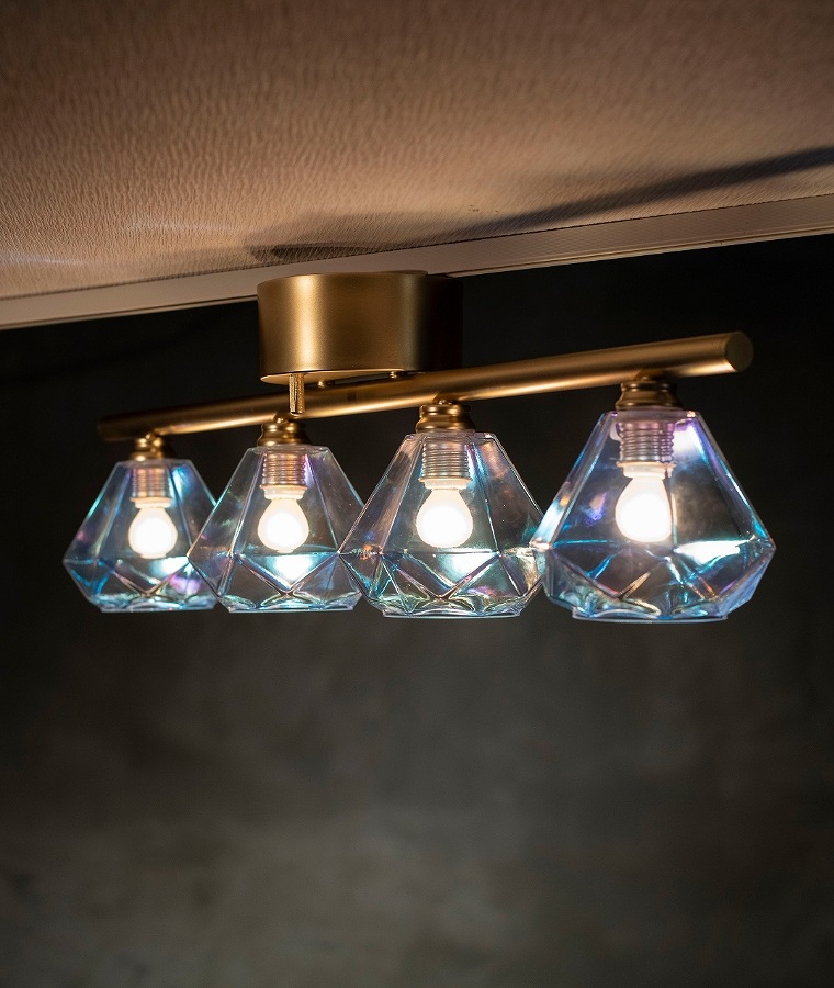 宝石のようなガラスシェードのシーリングライト 4灯 LED対応 OL-003