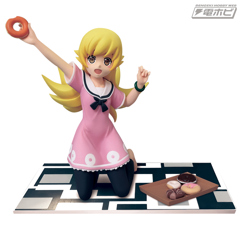 物語＞シリーズより、忍野忍が大好物のドーナツを掲げたポーズで