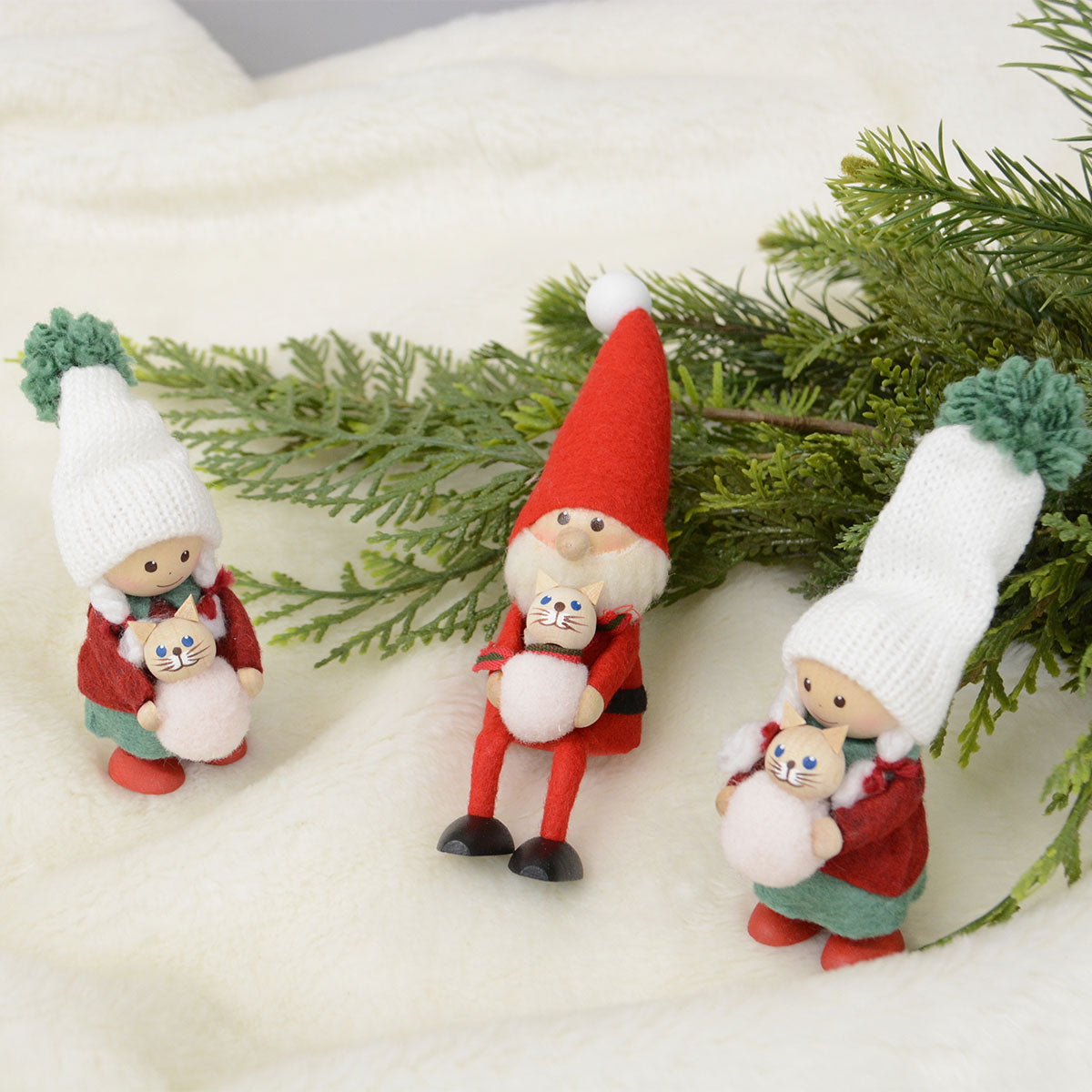 NORDIKA nisse ノルディカ ニッセ クリスマス 木製人形 ( ネコを抱えた