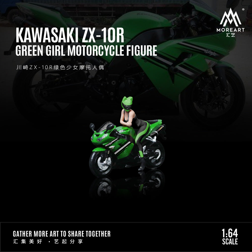 MoreArt 1:64 KAWASAKI ZX-10R Green Girl Motorcycle Doll MO222098