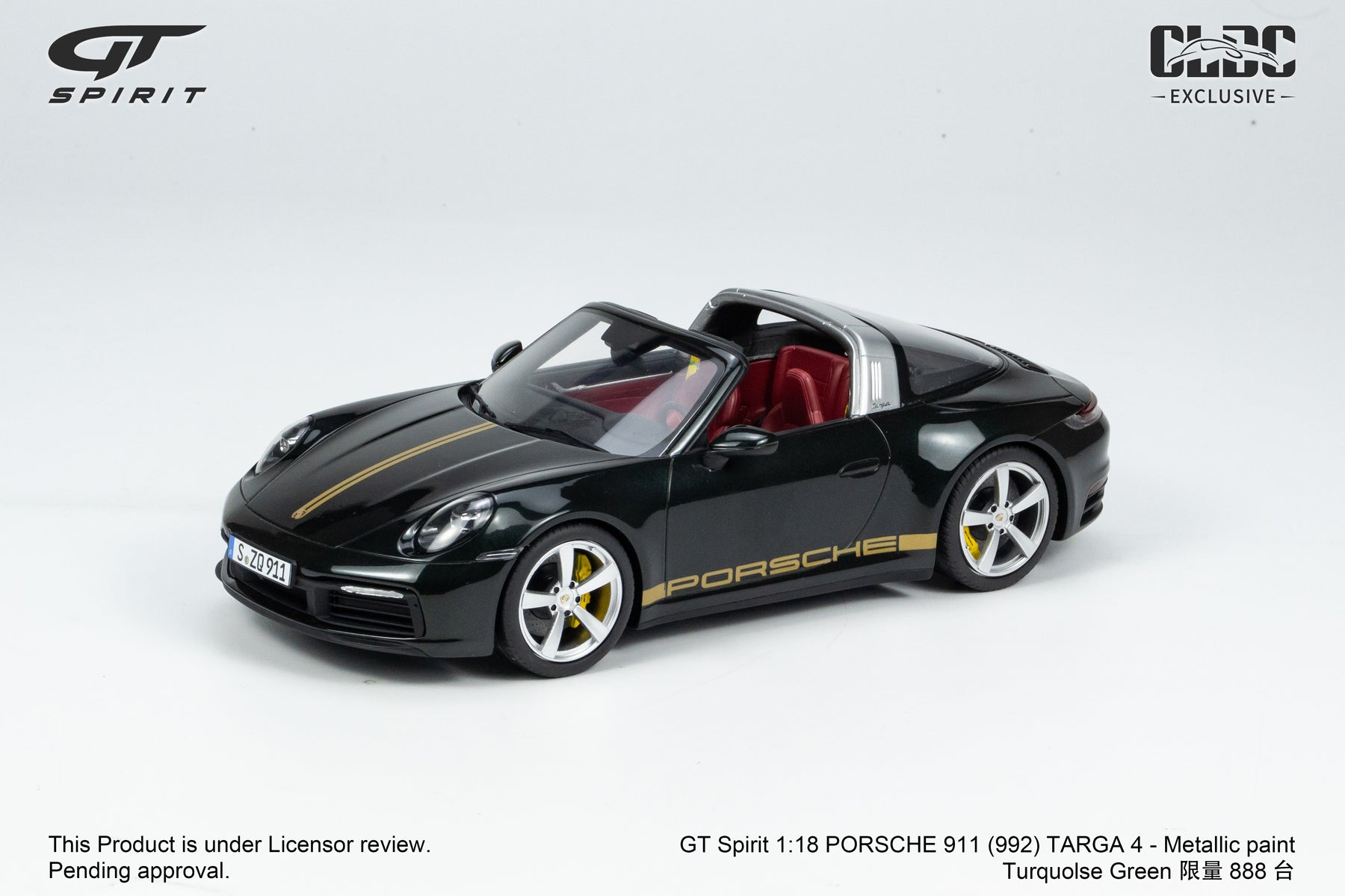 GT Spirit 1:18 Porsche 911(992) Targa 4 Metallic Paint Turquoise