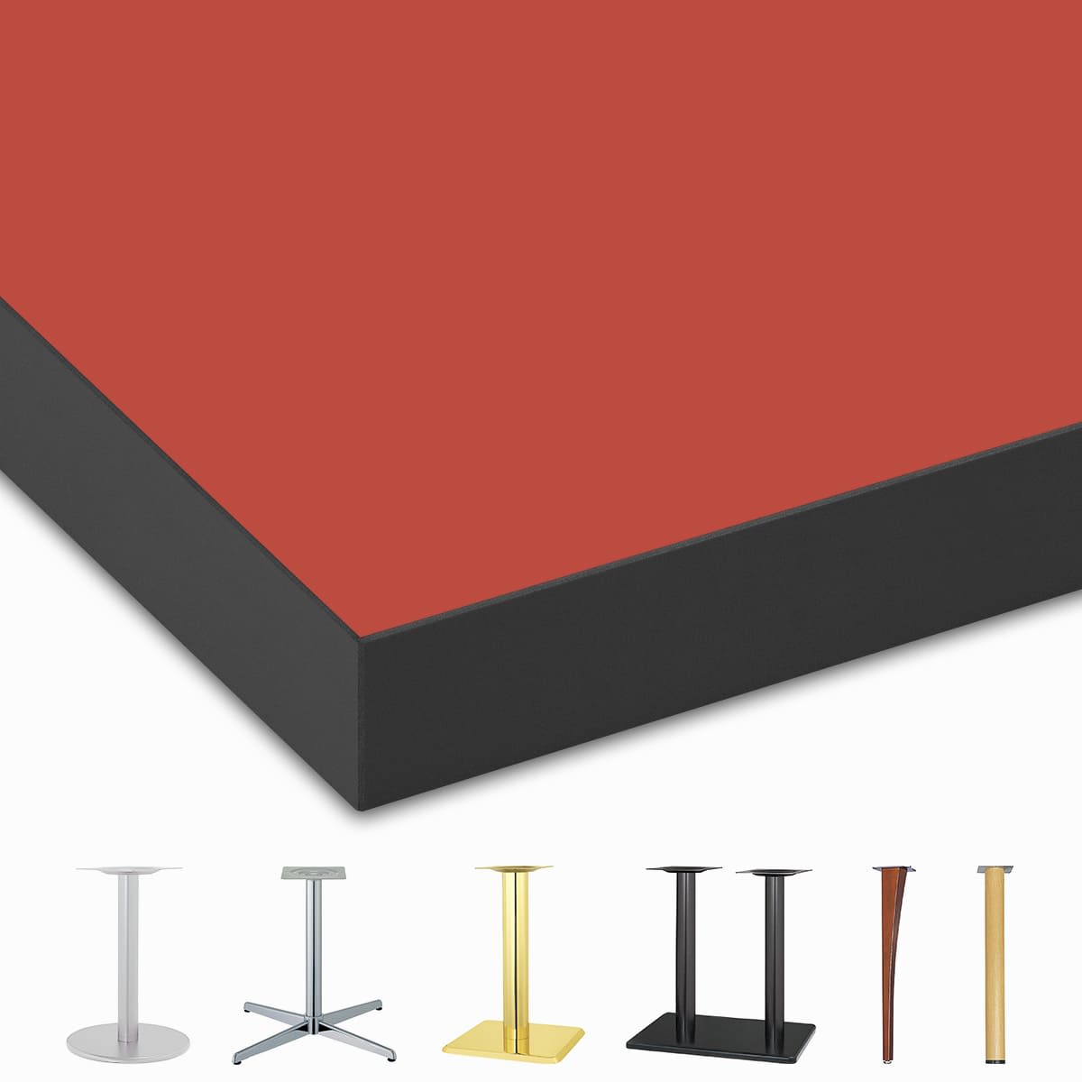 無地メラミン天板（共巻きエッジ）中華朱色 CR-MT-MC｜ハストネットの