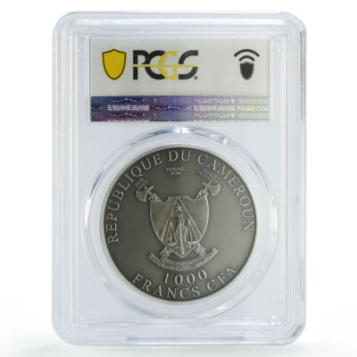 Cameroon 1000 francs African Ounce Wildlife Camels MS70 PCGS
