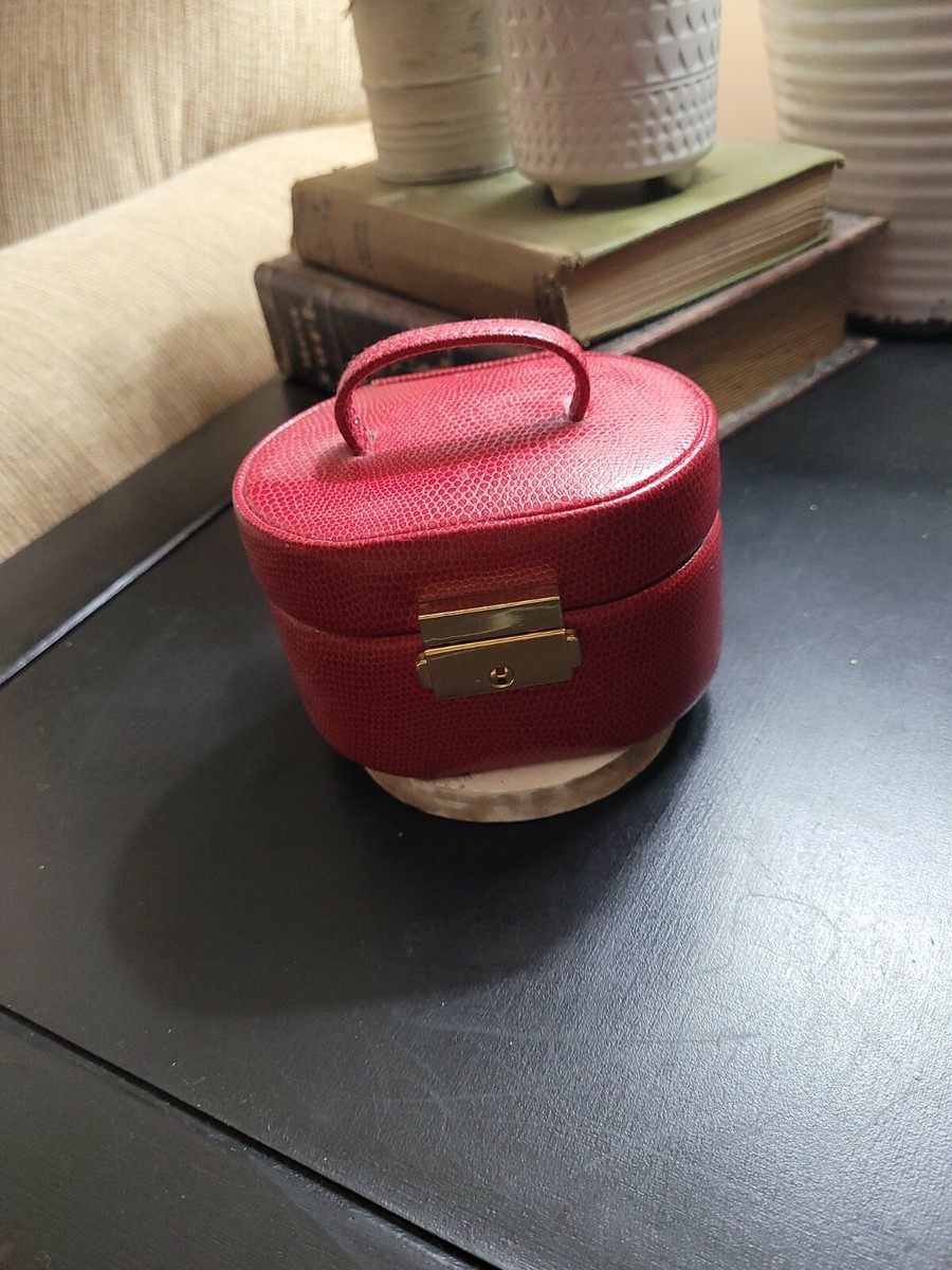 WOLF DESIGNS SMALL JEWELRY CASE..RED WITH STRAP HANDLE LOOK!!! | eBay