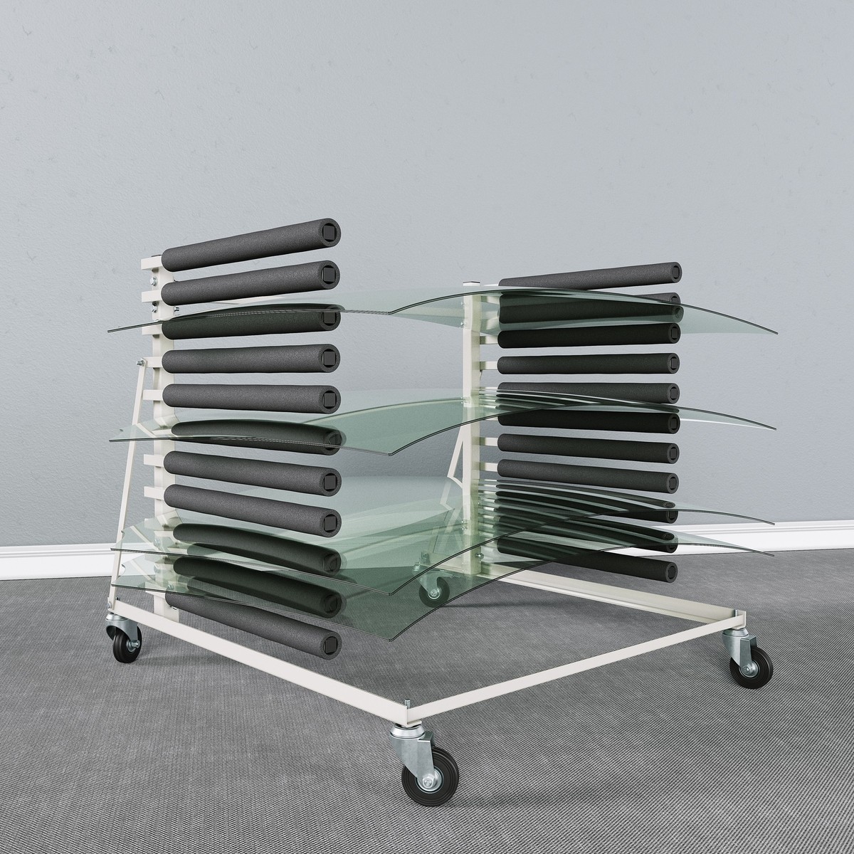 Mobile Windshield Rack 10 Slot Glass Storage Bracket w/ 4 Casters