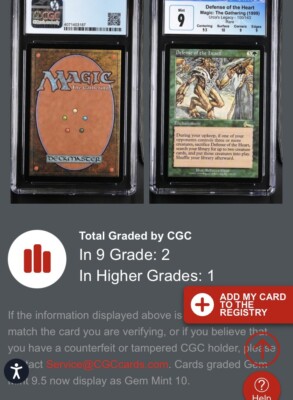 MTG✨DEFENSE OF THE HEART✨Urza's Legacy CGC QUAD 9's++ MINT RARE