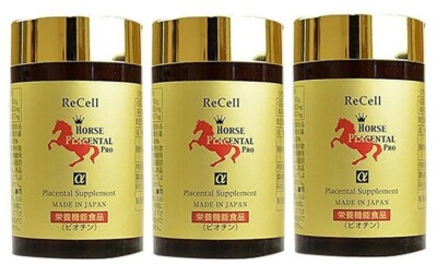 ReCell Horse Placenta Supplement α 250mg 180 Capsules × 3 Made in