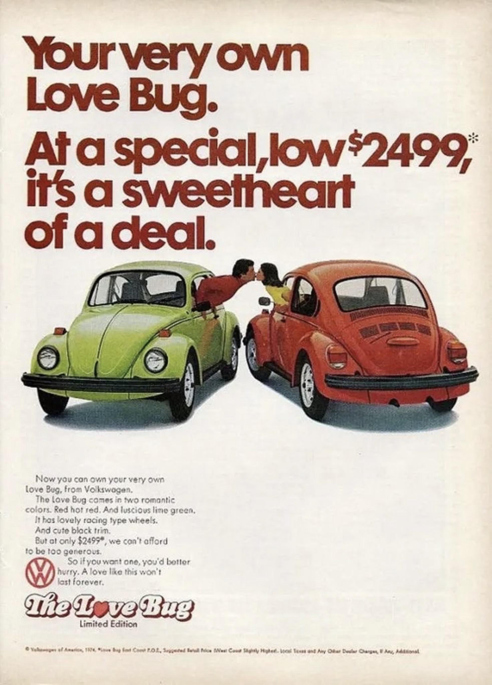 The Love Bug by Volkswagen, 1974 Ad. : r/vintageads