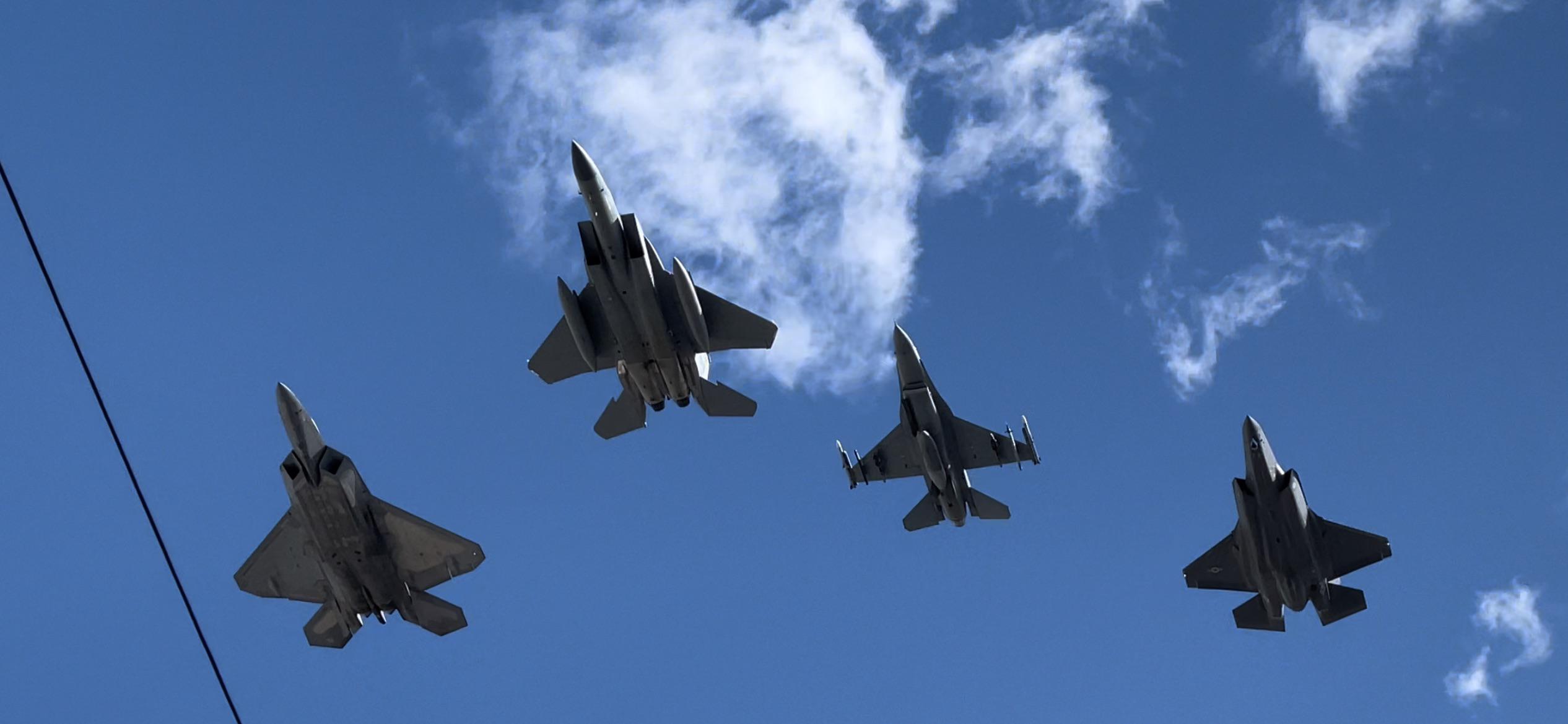 An F22, F15, F16, and an F35 flew over me : r/aviation