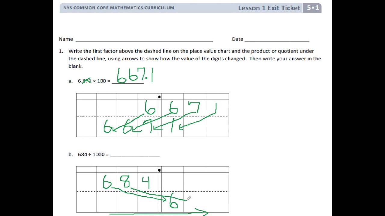 EngageNY 5th Grade Module 1 Lesson 1 Exit Ticket - YouTube