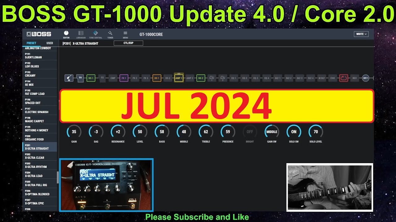 BOSS GT-1000 Update ver.4.0 / Core 2.0 / JUL 2024 / NEW 15 Factory