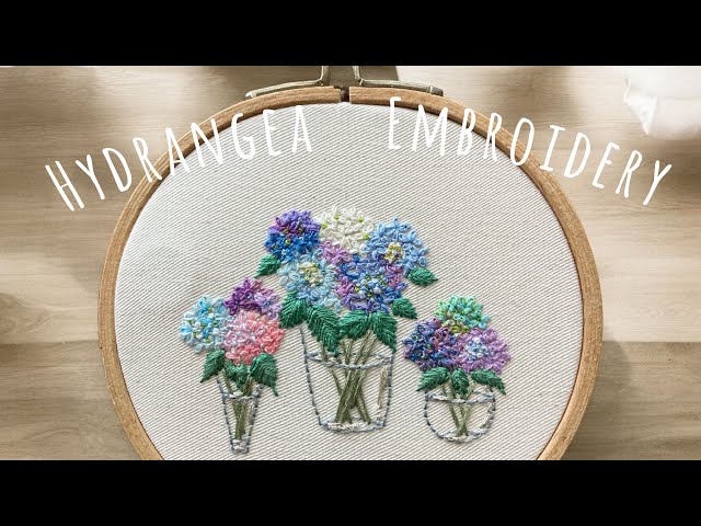 花 刺繍】紫陽花の刺繍 Hydrangea embroidery 🪡#刺繍 #handmade