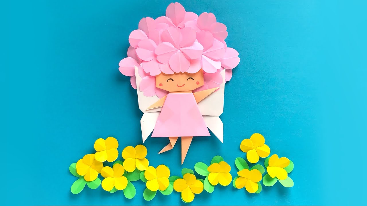 折り紙】桜の妖精と菜の花の作り方 - YouTube