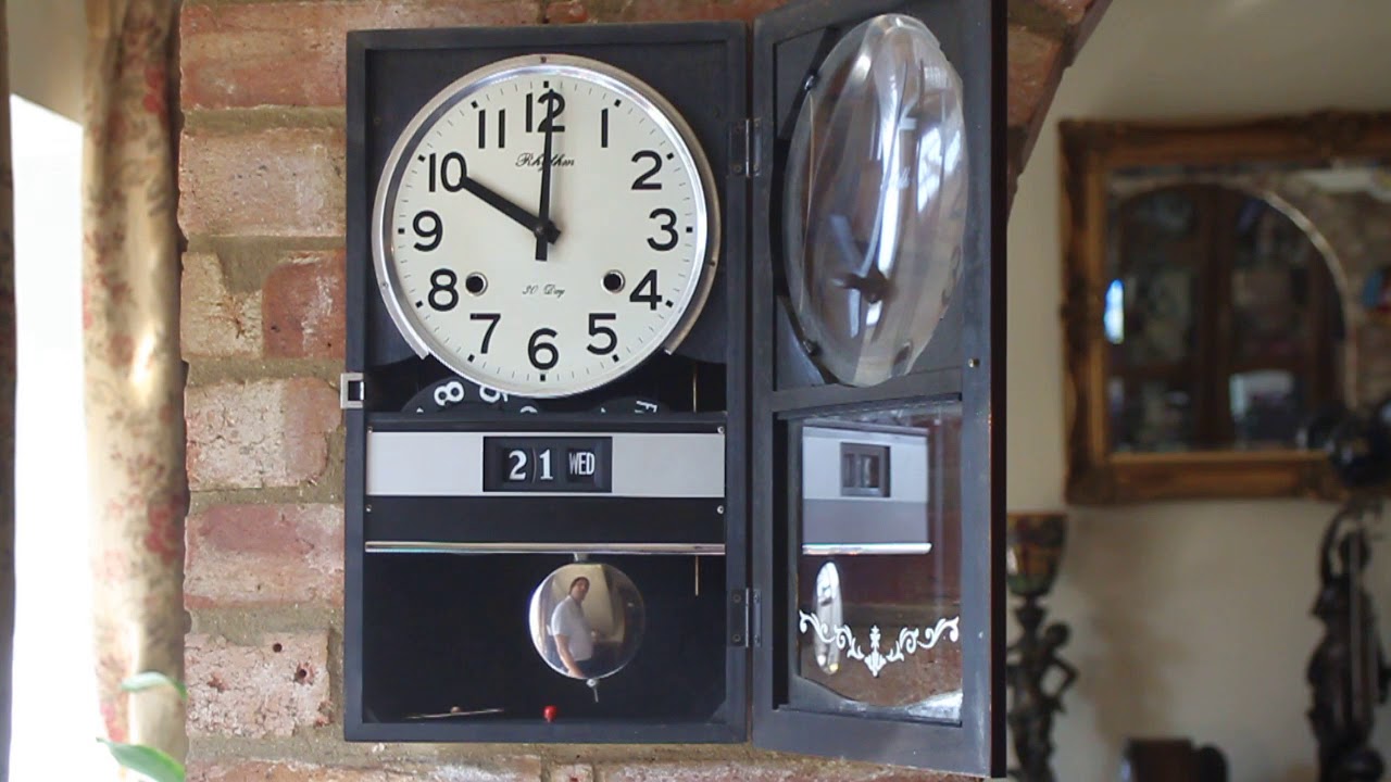 Vintage Japanese 'Rhythm' 30-Day Striking Wall Clock with Calendar