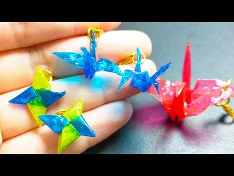 レジン】ピアスにもできる、折り紙風チャームの作り方 - YouTube
