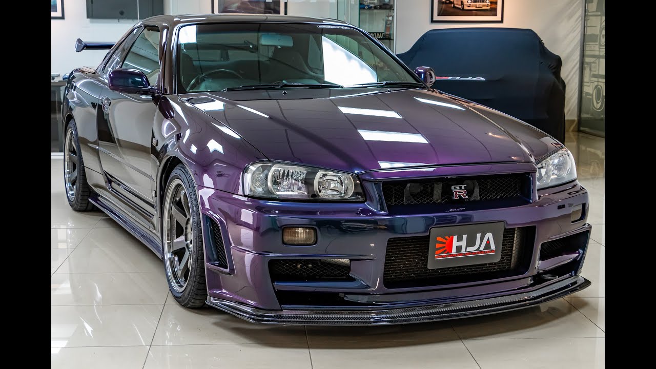 Nissan Skyline R34 GT-R V-Spec Midnight Purple II (HJA615) - YouTube