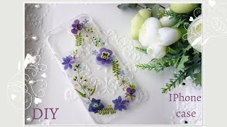 🌼【UVレジン】押し花スマホケースの作り方/iPhone case/ビオラと