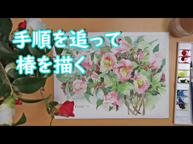 透明水彩画】手順を追って椿を描く - YouTube