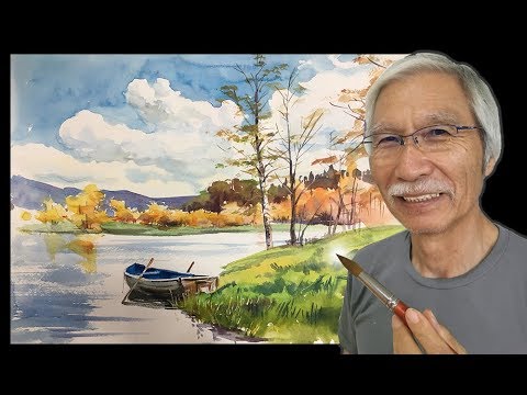 Eng sub] How to draw Autumn Pond | Watercolor Tips Basics of