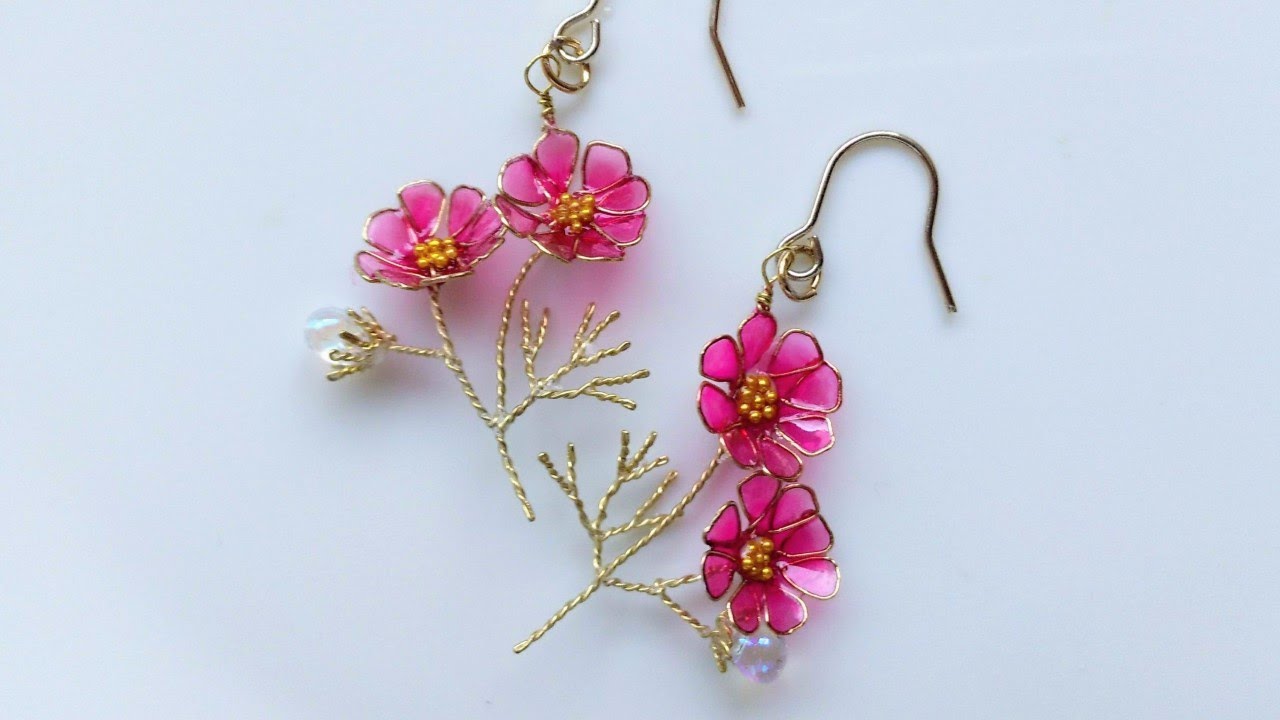 ディップアート】コスモスのピアスの作り方♪ How to make cosmos