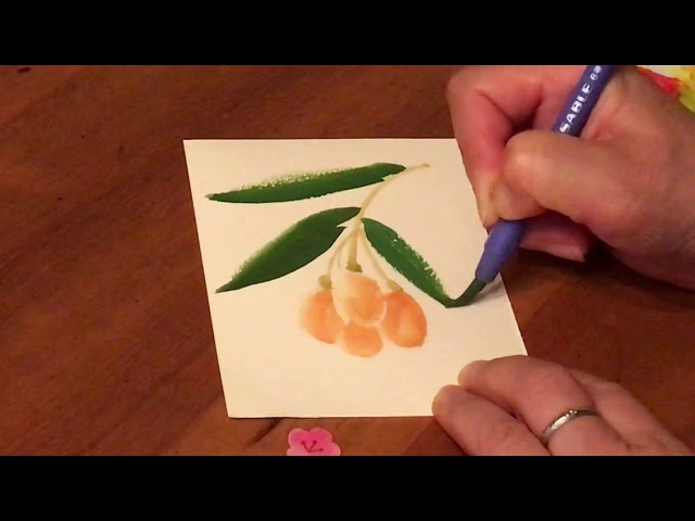 初心者・果物・野菜シリーズ・ハガキ絵【びわ】水彩画Fruits and