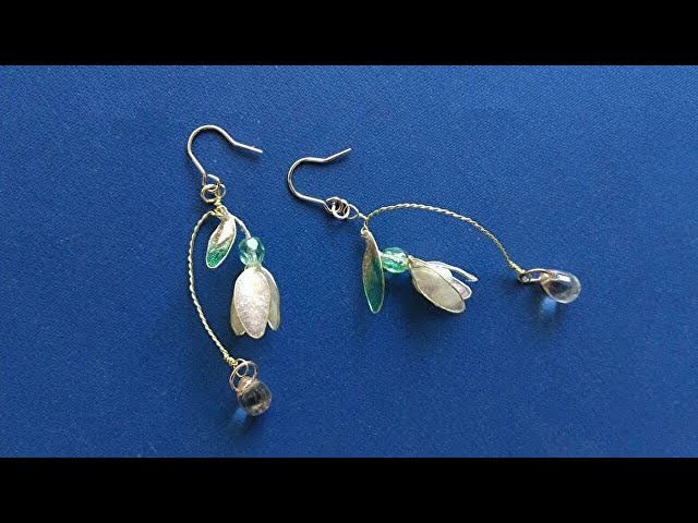 ワイヤーとディップ液で作るスノードロップのピアスの作り方 - YouTube