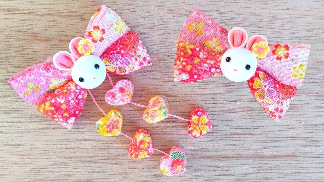 七五三】うさぎのリボン🎀髪飾り【ひな祭り】 - YouTube