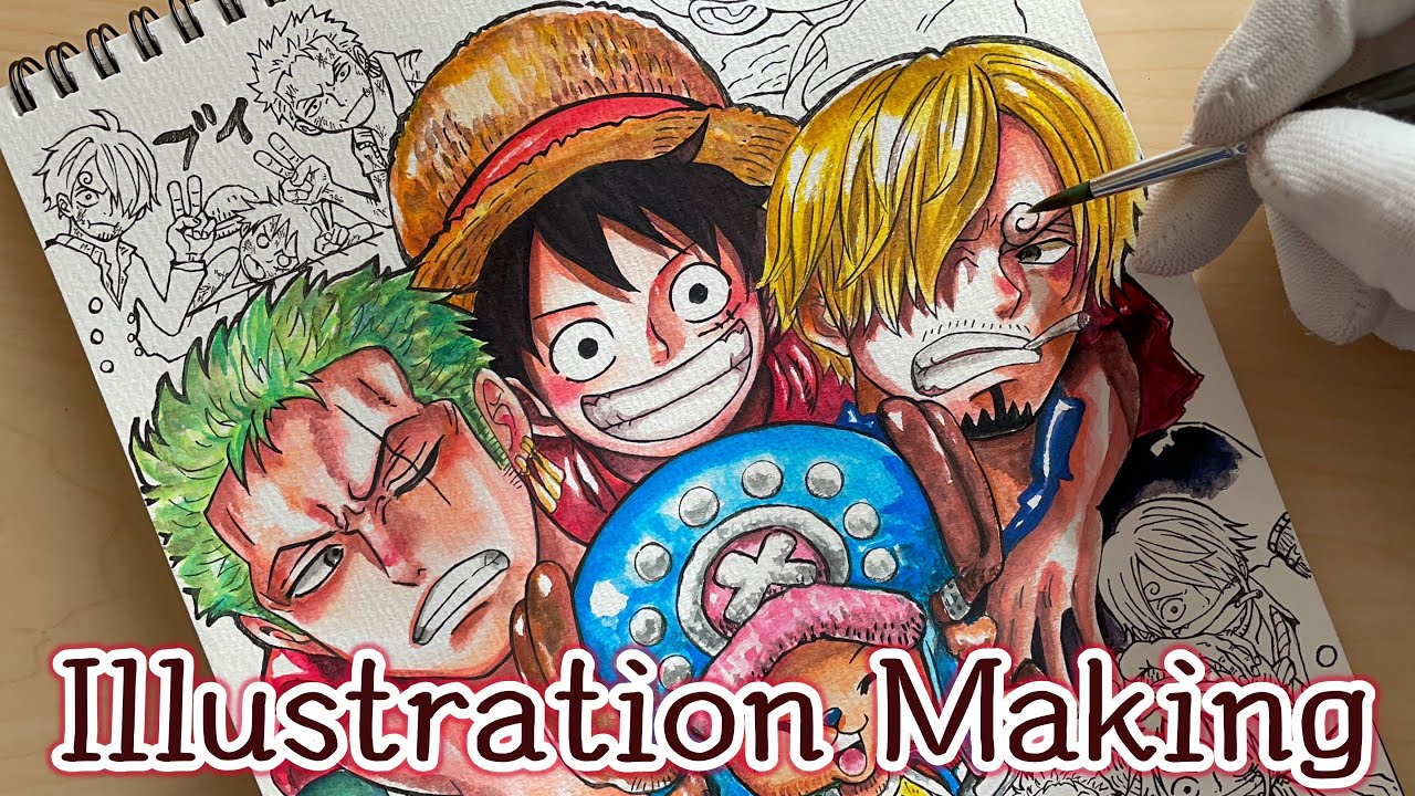 ONE PIECE】ルフィ・ゾロ・サンジ・チョッパーをページいっぱいに描い