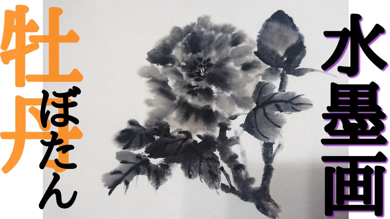描き方】水墨画で「牡丹」を描くの巻peony - YouTube